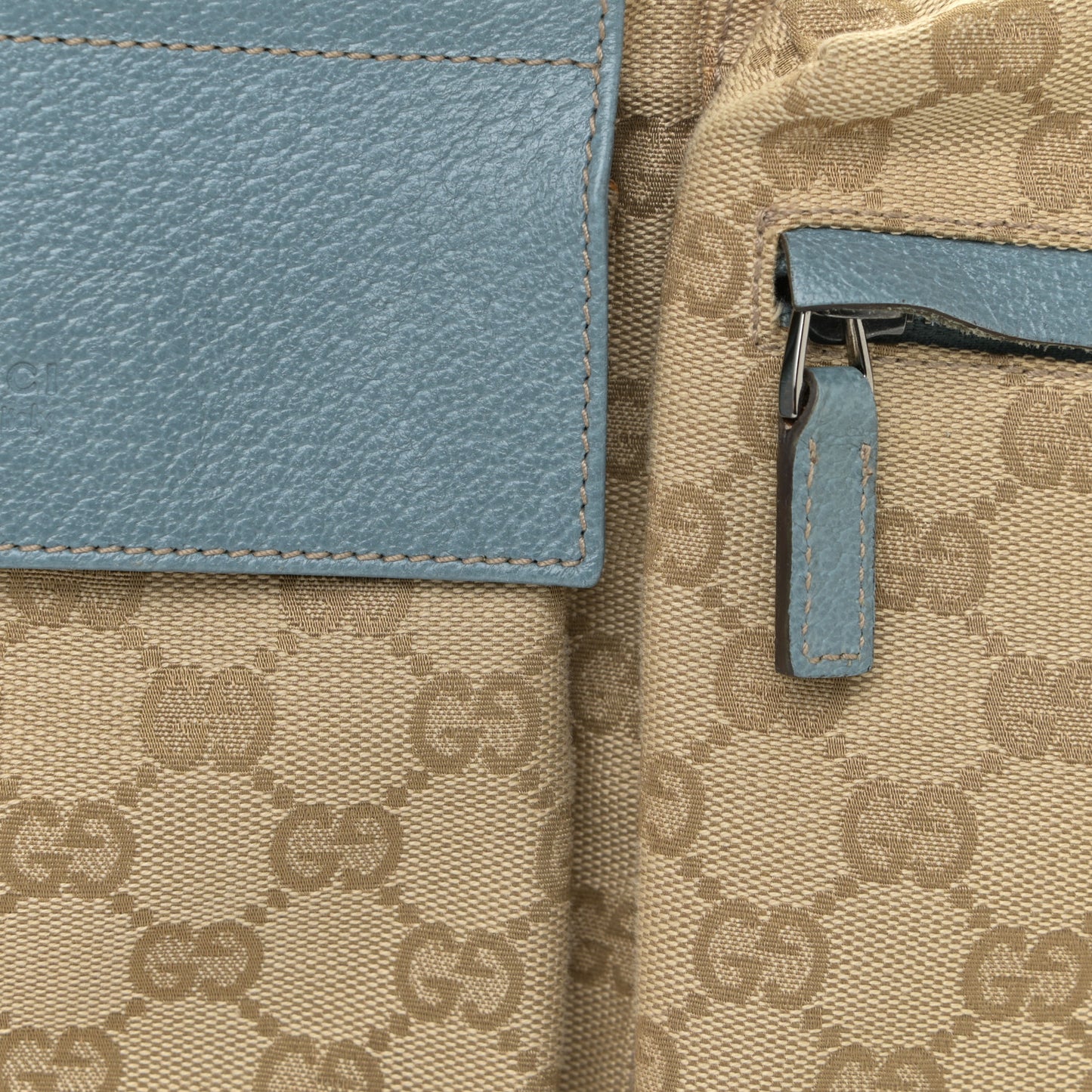 GG Monogram Web Double Pocket Belt Bag Blue