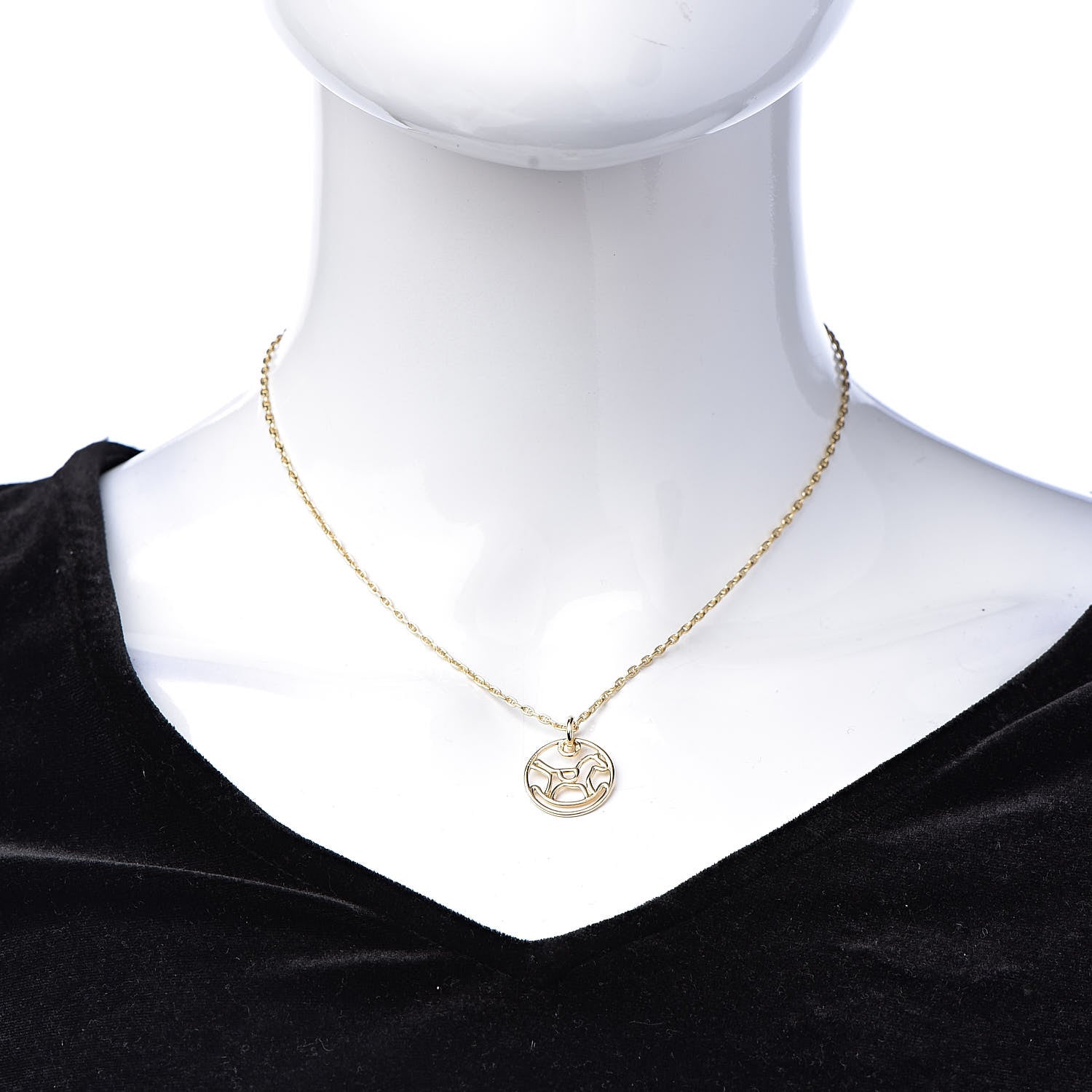 Hermes 18K Yellow Gold Dada Baby Rocking Horse Pendant Necklace 2 of 6