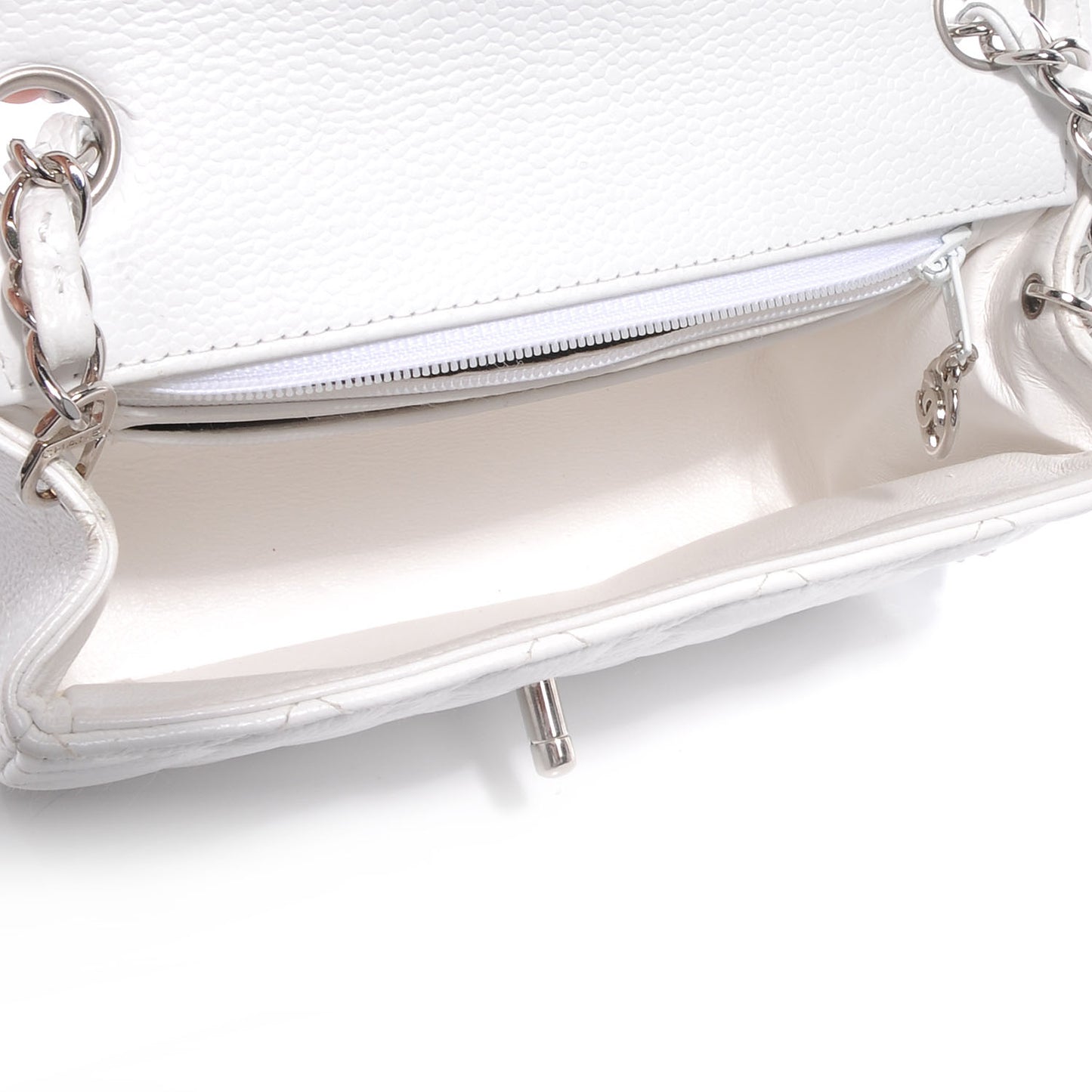 Caviar Quilted Mini Square Flap White
