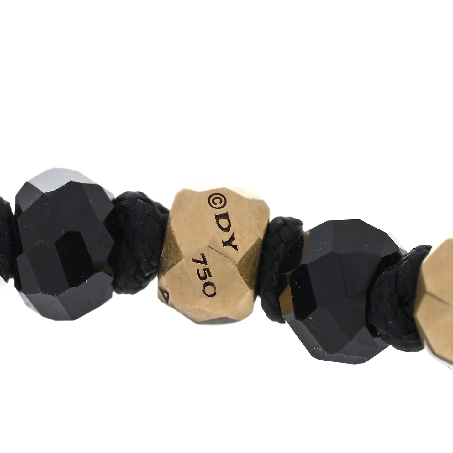 18K Yellow Gold Black Onyx Nylon Fortune Woven Bracelet Black
