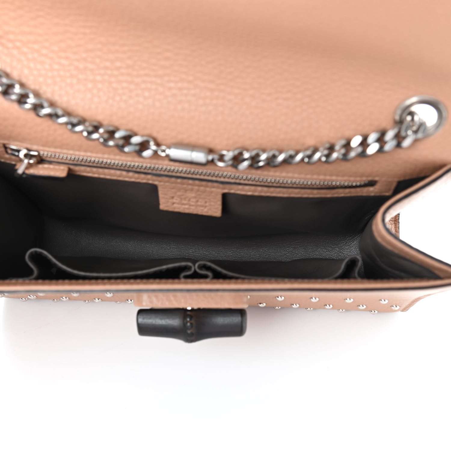 Gucci Calfskin Studded Medium Miss Bamboo Shoulder Bag Camelia 5 of 9