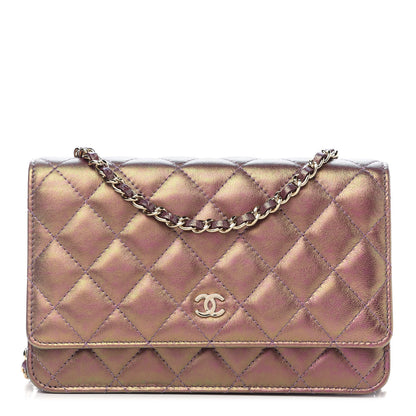 Chanel Iridescent Lambskin Quilted Wallet On Chain WOC Dark Purple 1 of 11