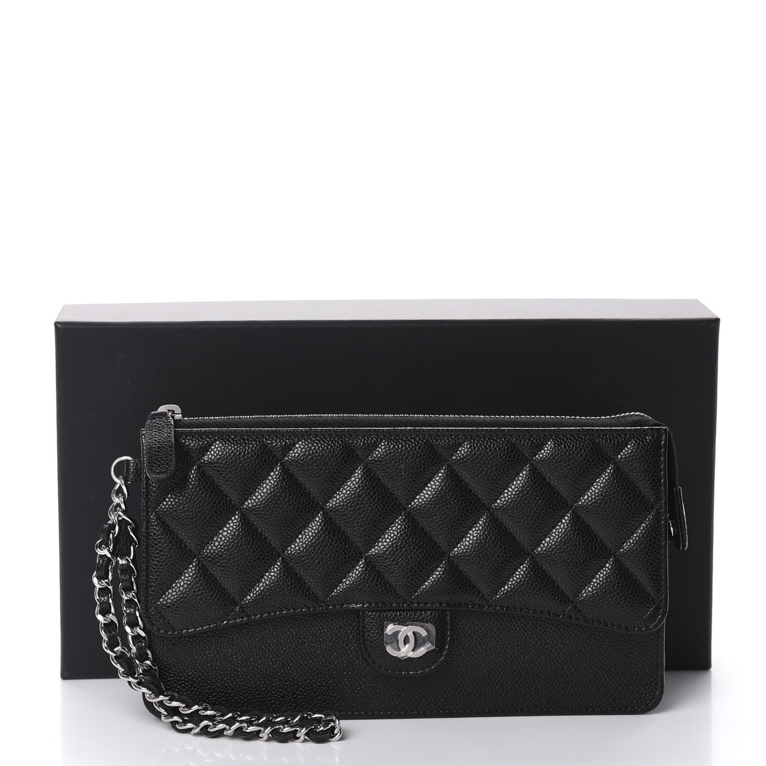 Chanel Caviar Quilted Classic Pouch With Handle Black 8 of 8