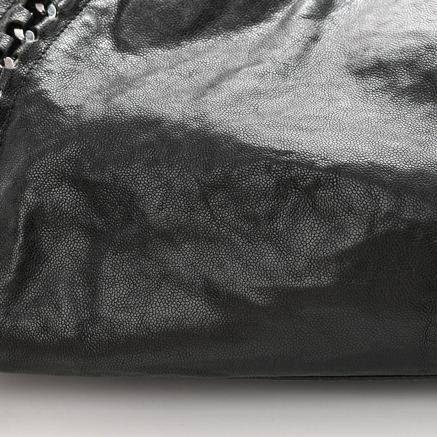 Glazed Calfskin East West Modern Chain Tote Black