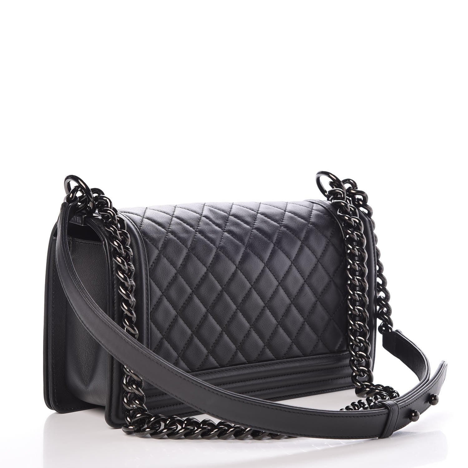 Chanel Calfskin Quilted Medium Boy Flap So Black 3 of 8