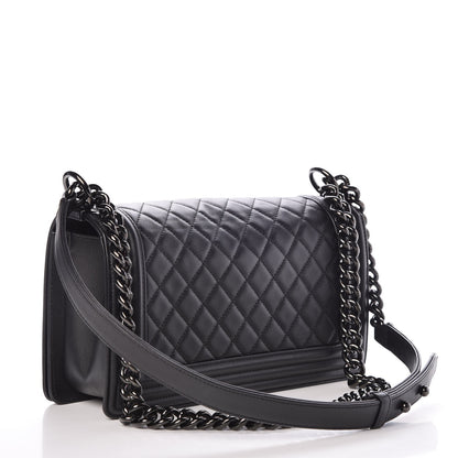 Chanel Calfskin Quilted Medium Boy Flap So Black 3 of 8