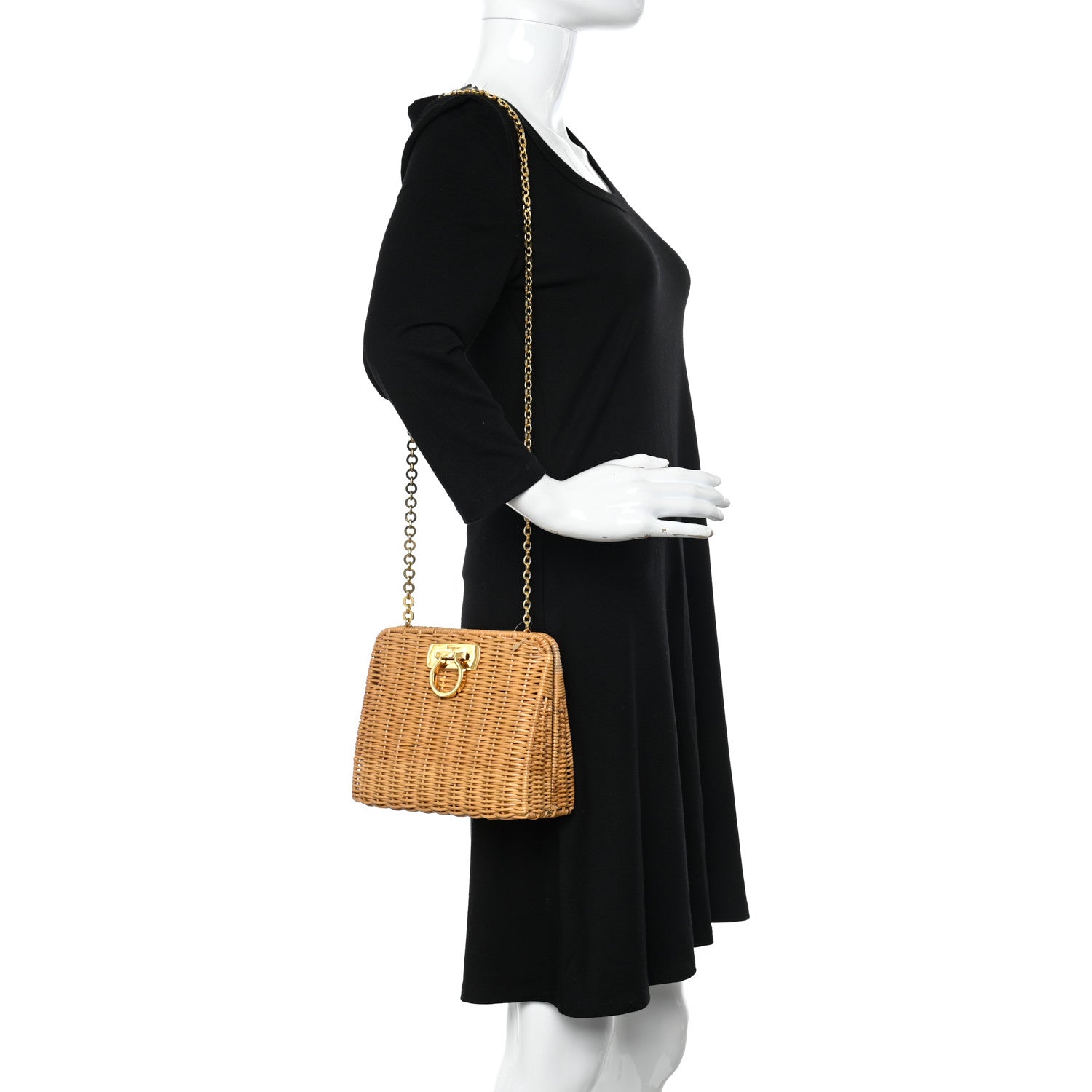 Salvatore Ferragamo Wicker Gancini Chain Bag Natural 2 of 10