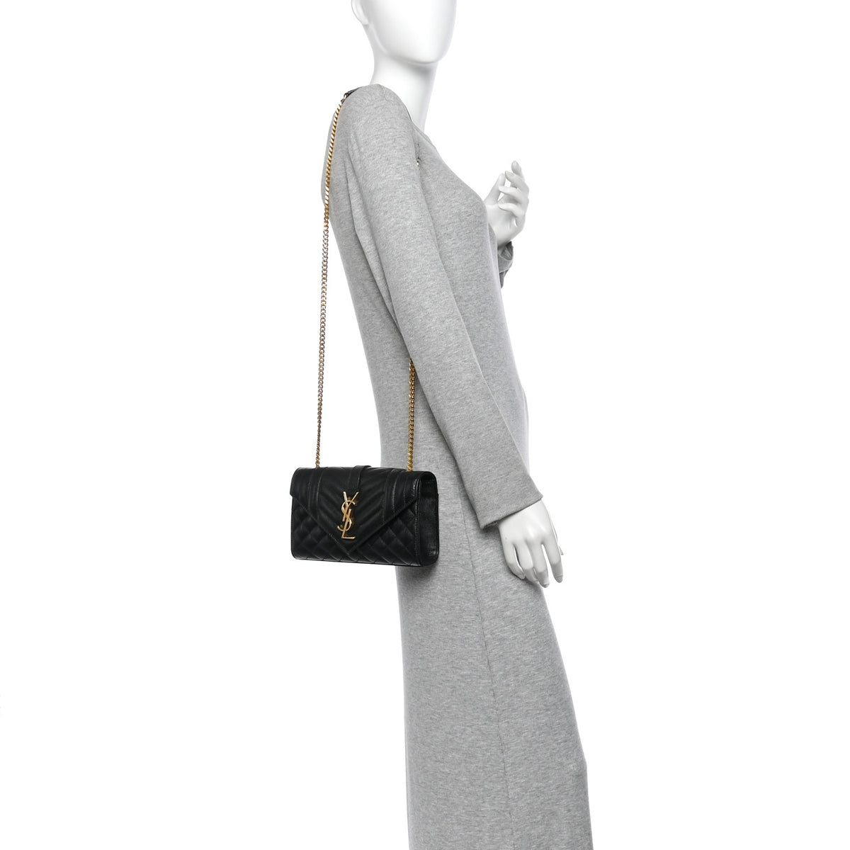 Saint Laurent Grain De Poudre Textured Mixed Matelasse Triquilt Small Monogram Satchel Black 2 of 9