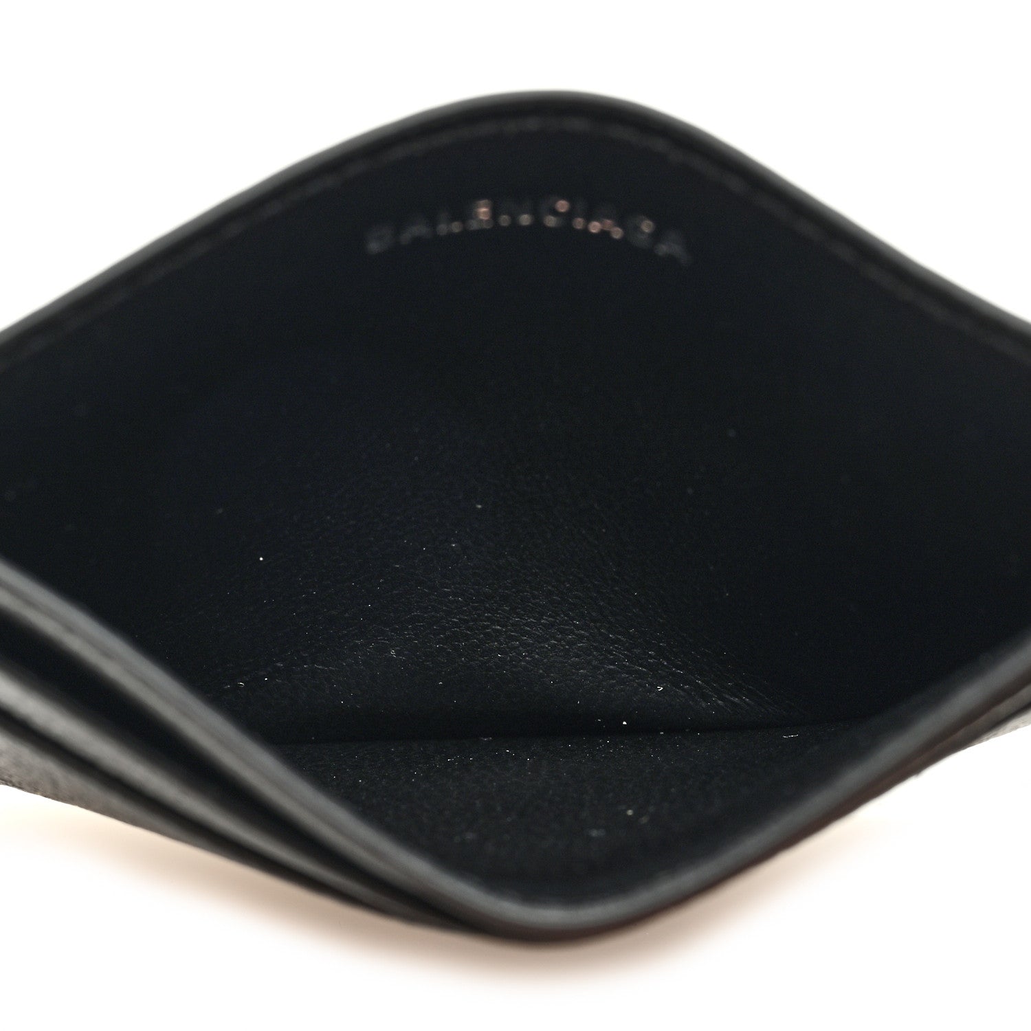 Balenciaga Grained Calfskin Logo Cash Rounded Card Holder Black White 5 of 7