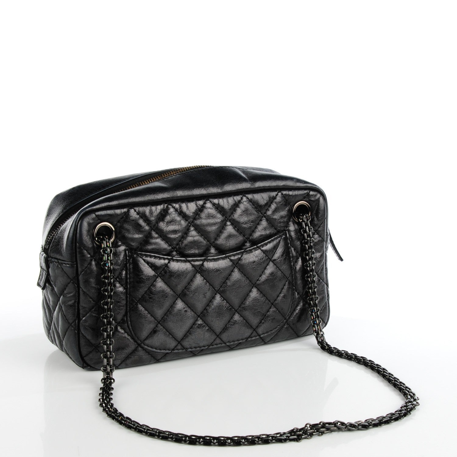 Chanel Metallic Aged Calfskin Quilted Medium Reissue Camera Case Black 3 of 8