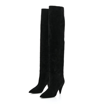Saint Laurent Cashmere Suede Era 85 Over The Knee Boots 36.5 Black 3 of 7