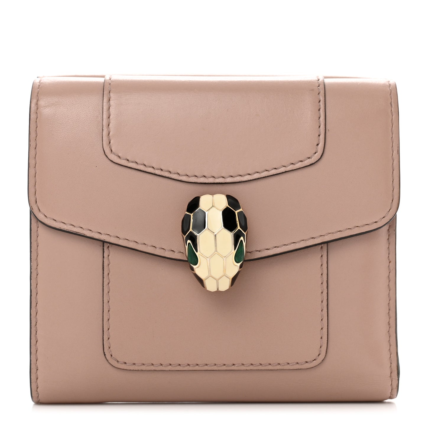 Calfskin Serpenti Forever Wallet Beige