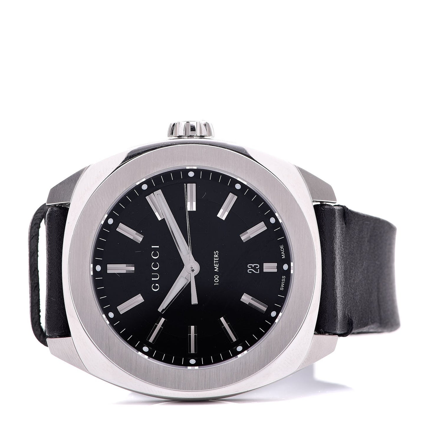Stainless Steel Calfskin 44mm GG2570 Toscano Quartz Watch Black
