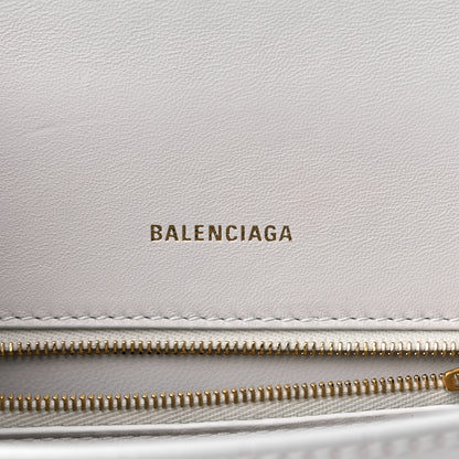 Balenciaga Shiny Calfskin Crocodile Embossed Small Hourglass Top Handle Bag White 6 of 11