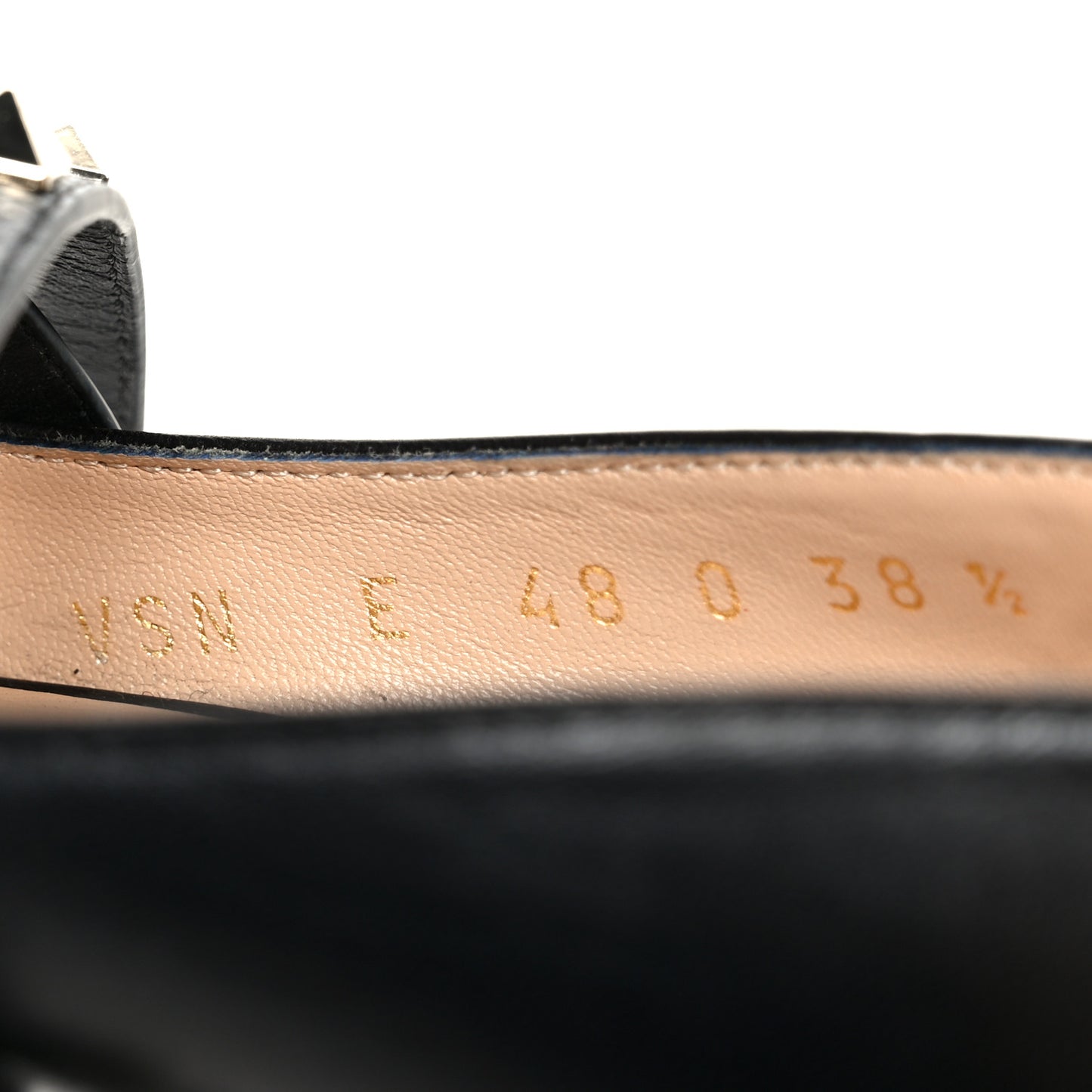 Calfskin Nappa Rockstud Ankle Strap 75mm Pumps 38.5 Black