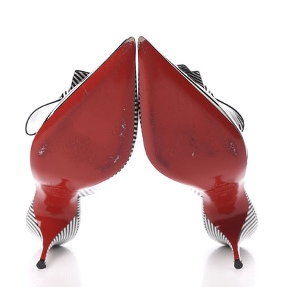 Christian Louboutin Patent Stripes Clare Nodo 80 Pumps 39 Black White 5 of 10
