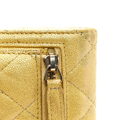 Chanel Iridescent Caviar Quilted Compact Flap Wallet Yellow 10 of 10