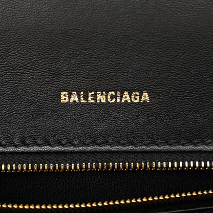 Balenciaga Shiny Calfskin Crocodile Embossed Small Hourglass Top Handle Bag Black 6 of 12