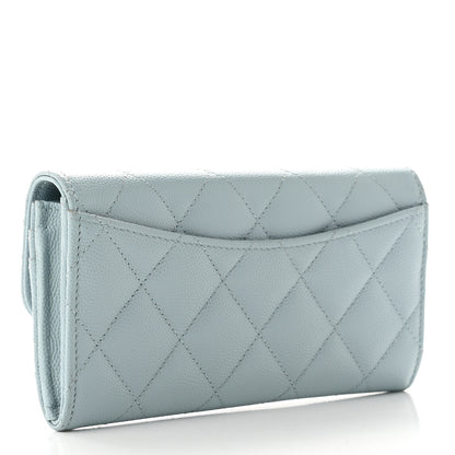 Chanel Caviar Quilted Medium Gusset Flap Wallet Light Blue 3 of 9