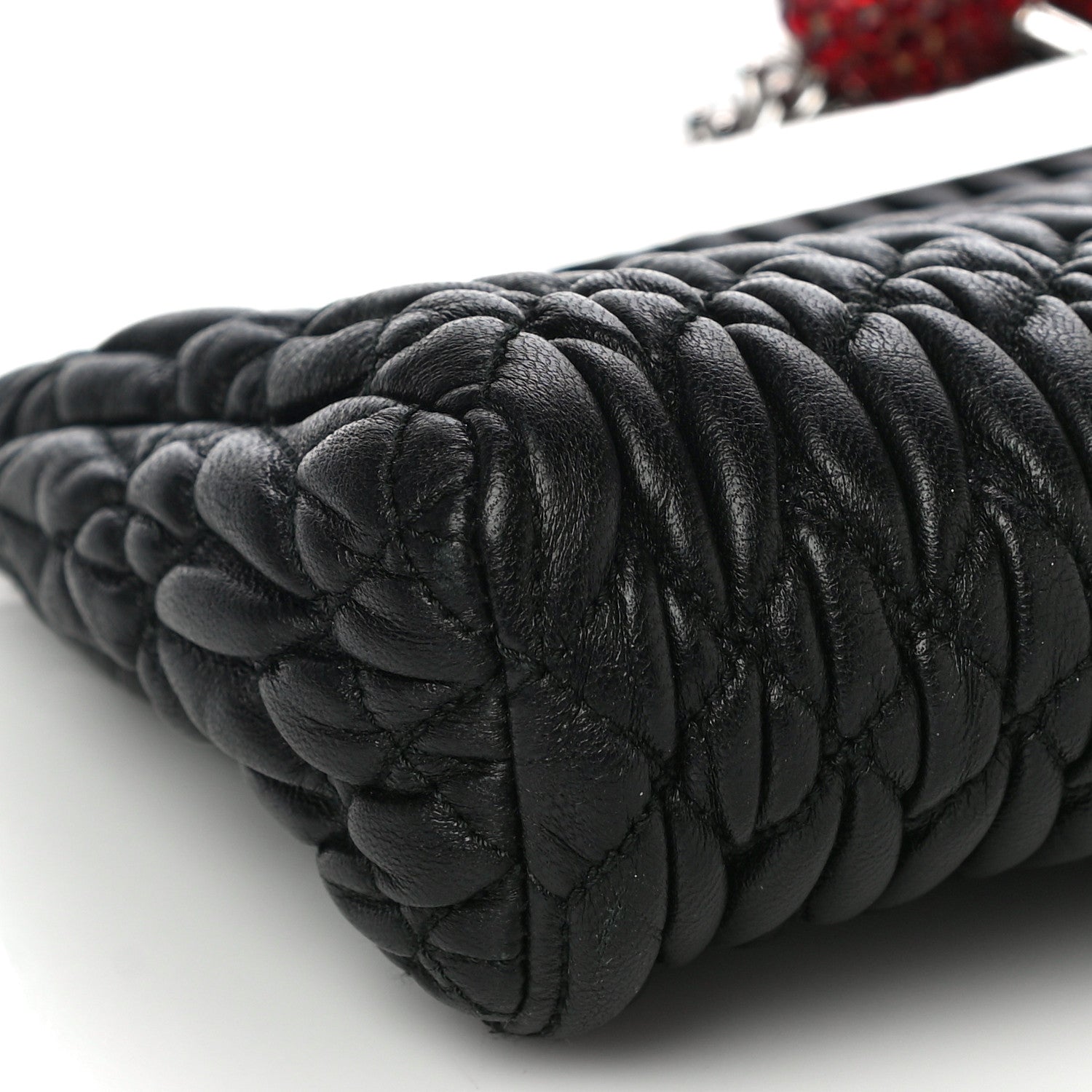 Miu Miu Matelasse Lux Kiss Lock Chain Clutch Black 5 of 10