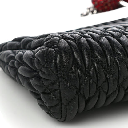 Miu Miu Matelasse Lux Kiss Lock Chain Clutch Black 5 of 10