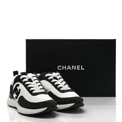 Chanel Nylon Suede Calfskin CC Sneakers 37 White Dark Grey 8 of 8