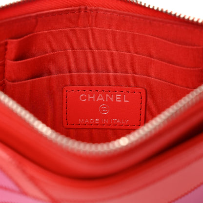 Chanel Lambskin Patchwork CC Tassel Zip Pouch Red Pink 6 of 12