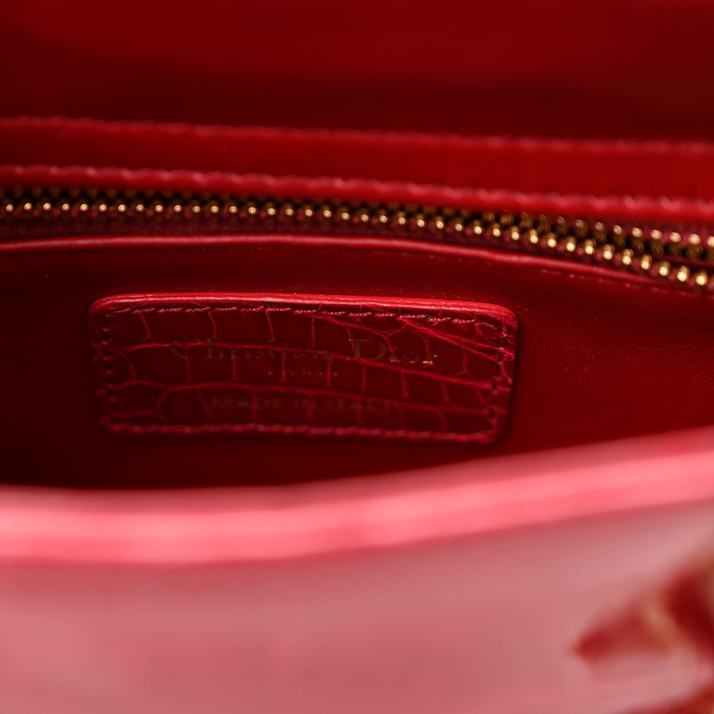 Alligator Crystal Mini Lady Dior Red