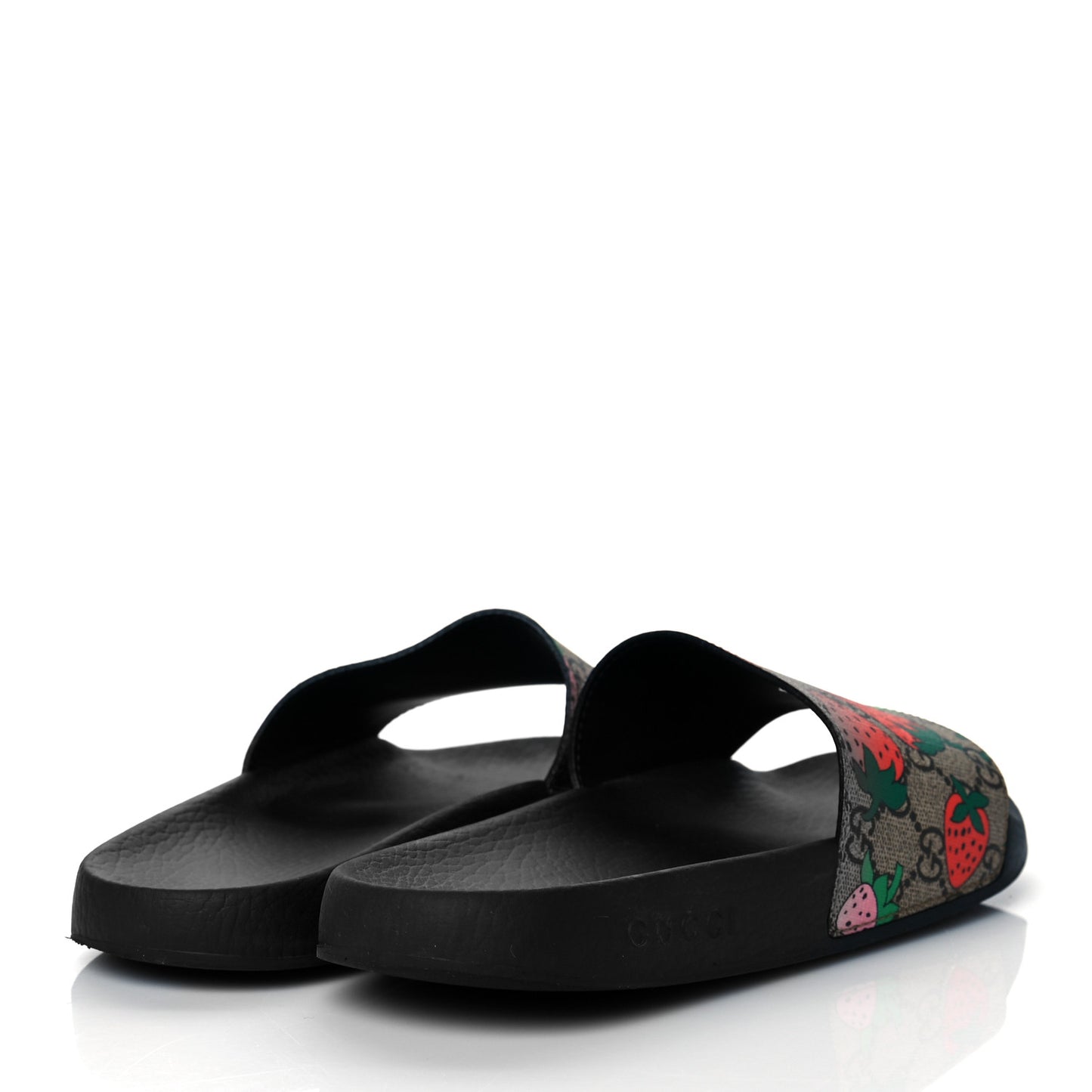 GG Supreme Monogram Strawberry Slide Sandals 41 Beige Multicolor