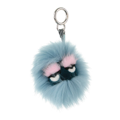 Fendi Fox Mink Rabbit Fur Vitello Flamingo Mini Monster Bag Bug Charm Lagoon Black Multicolor 1 of 4