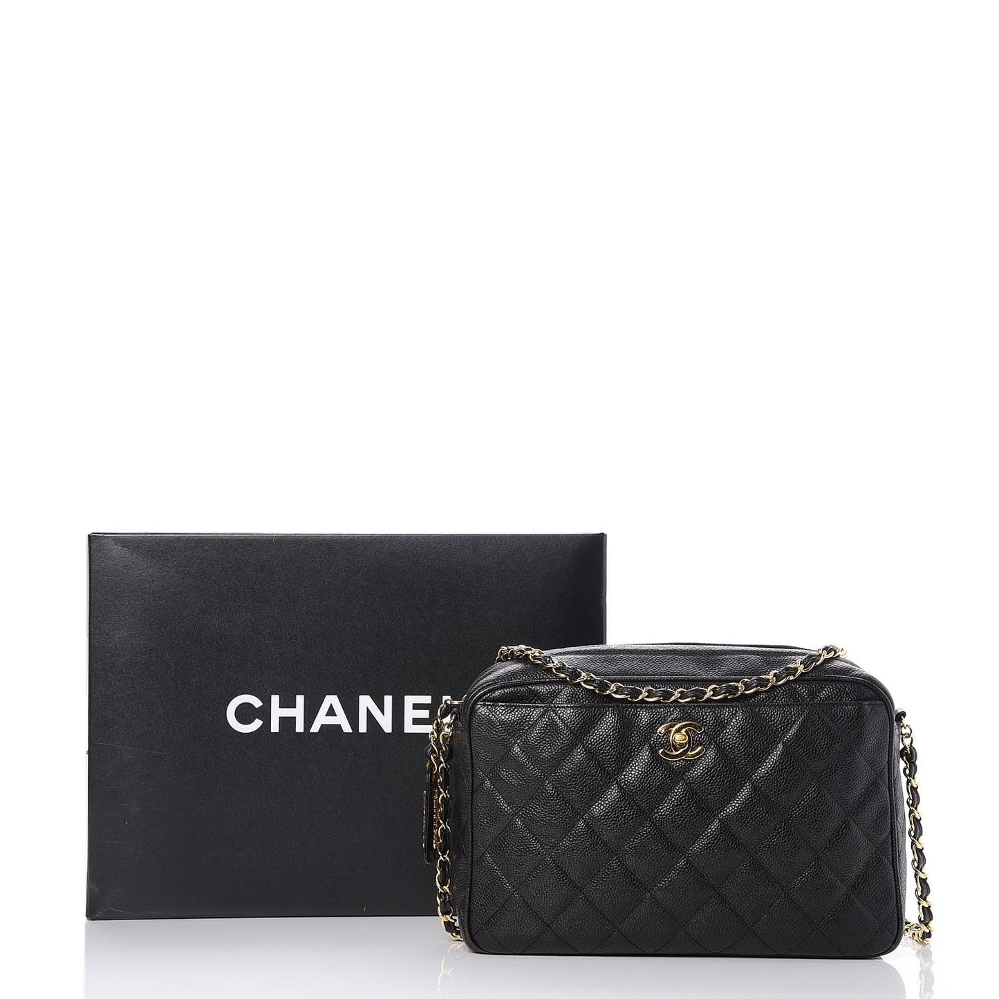Caviar Quilted Camera Case Black