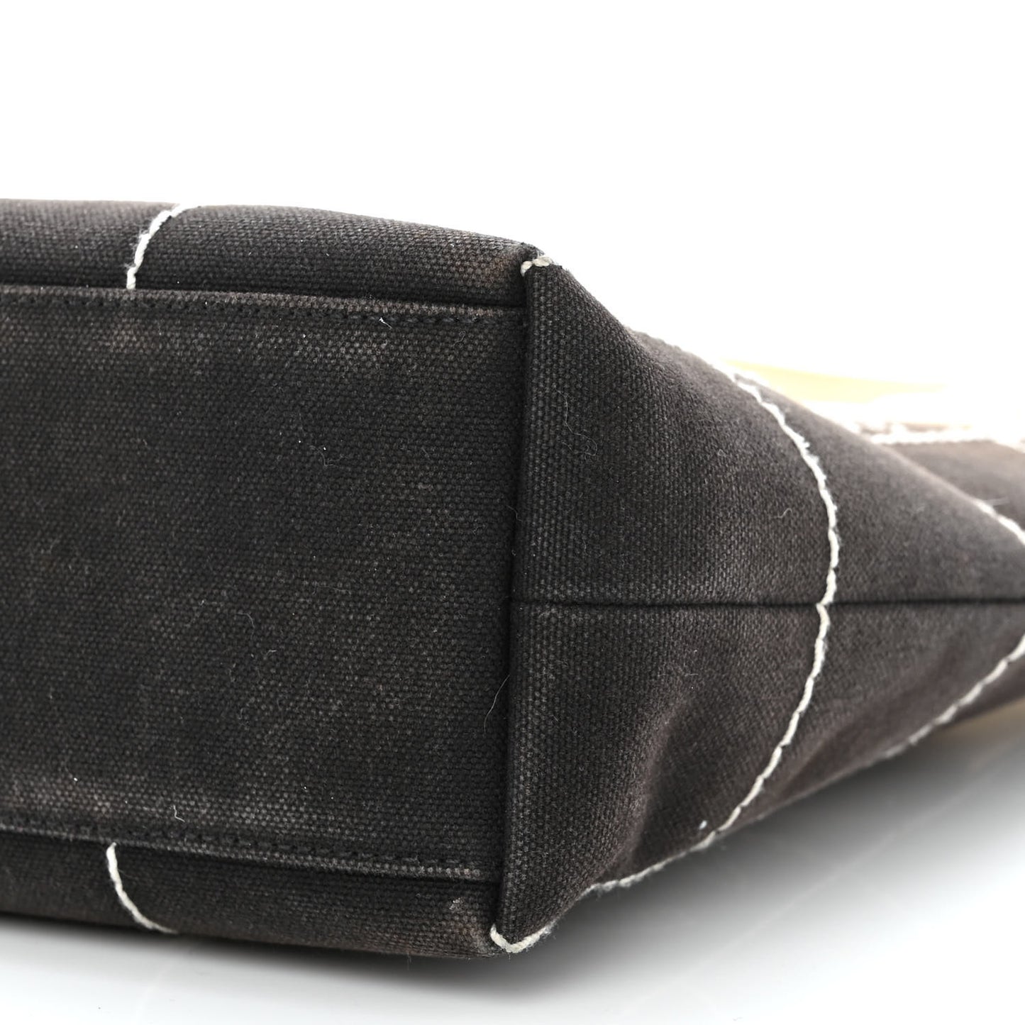 Canvas Square Stitched CC Small Tote Bag Black