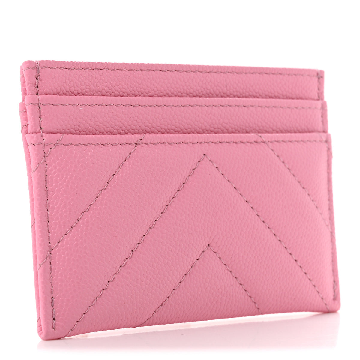 Chanel Shiny Caviar Chevron Quilted Card Holder Pink 3 of 9