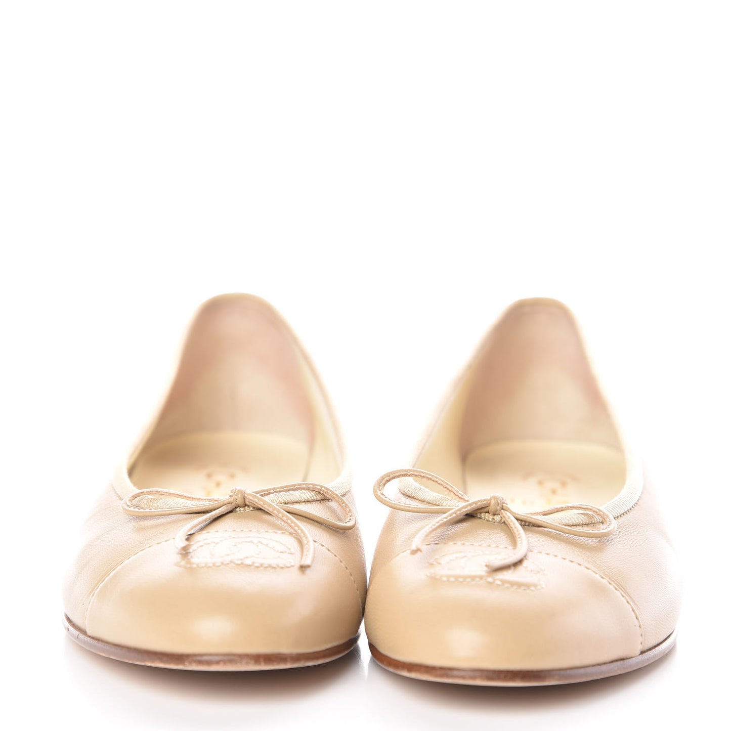 Lambskin Cap Toe CC Ballerina Flats 36 Beige