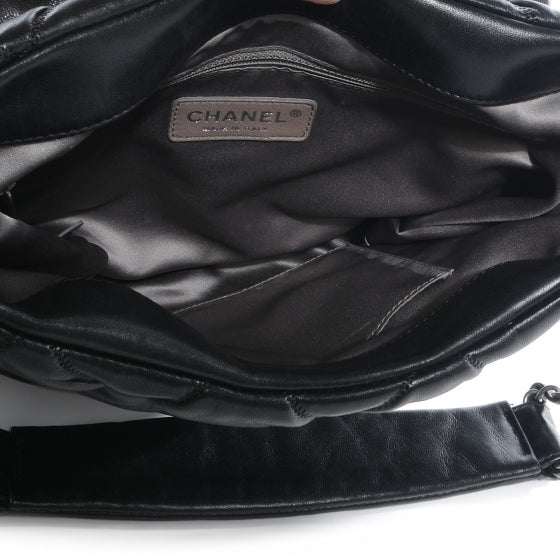 Lambskin Bubble Quilt Flap Bag Black