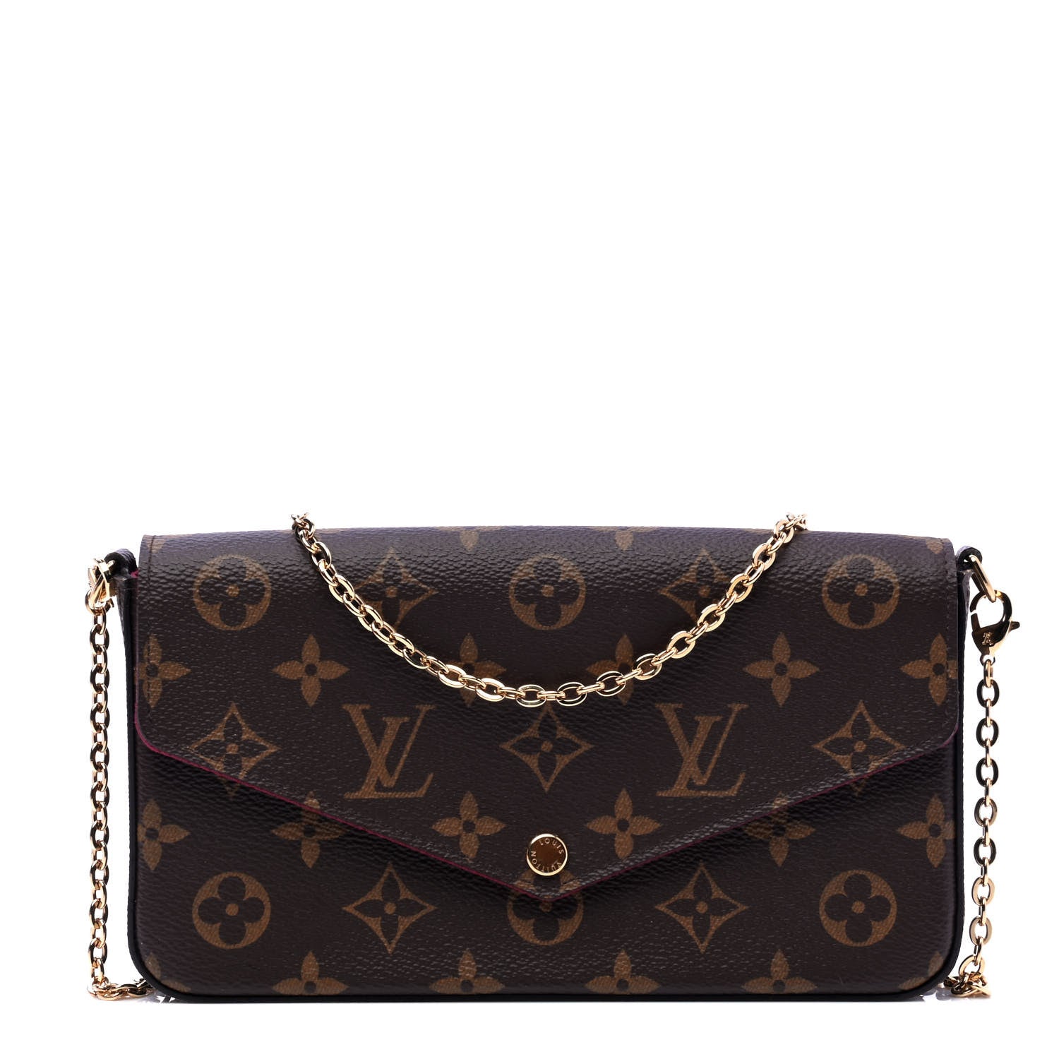 Louis Vuitton Monogram Pochette Felicie Chain Wallet Fuchsia 1 of 9