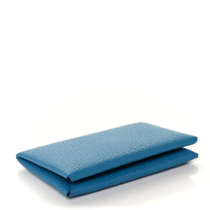 Hermes Chevre Mysore Verso Calvi Card Case Bleu Frida Cuivre 4 of 8