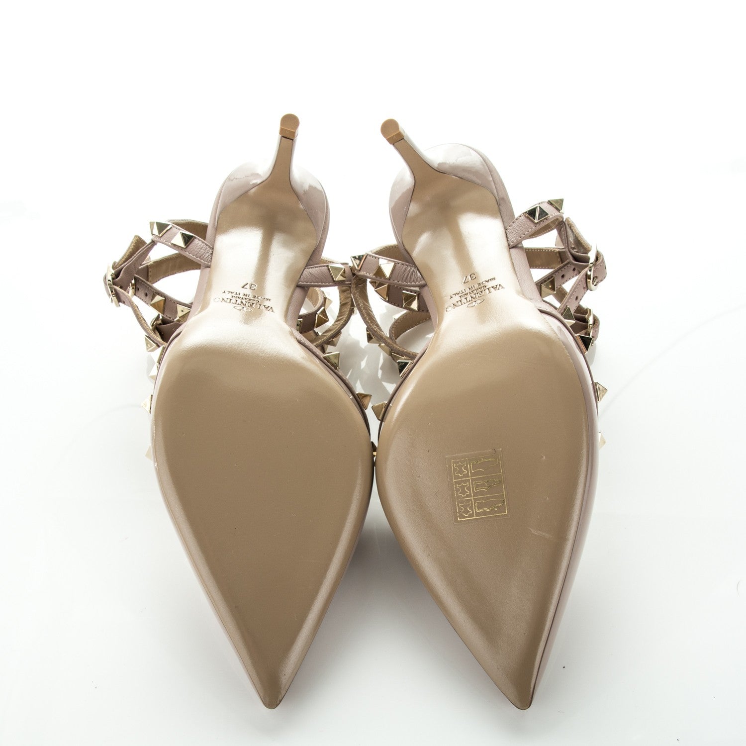 Valentino Garavani Patent Rockstud Ankle Strap 65mm Pumps 37 Poudre 5 of 7