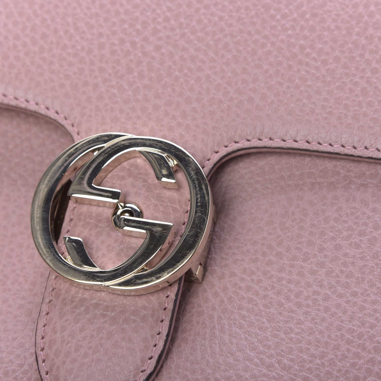 Gucci Dollar Calfskin Interlocking G Top Handle Shoulder Bag Soft Pink 8 of 12