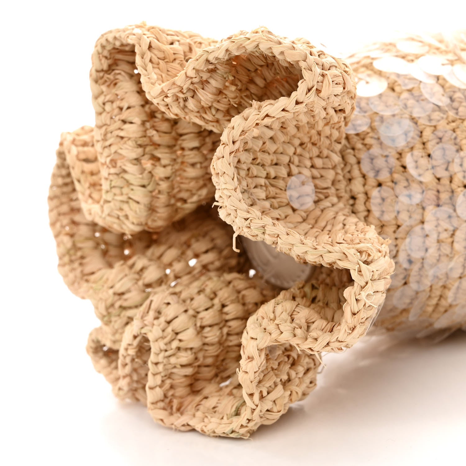 Loewe Raffia Canvas Sequin Paula's Ibiza Fish Pouch Natural Ivory 9 of 13