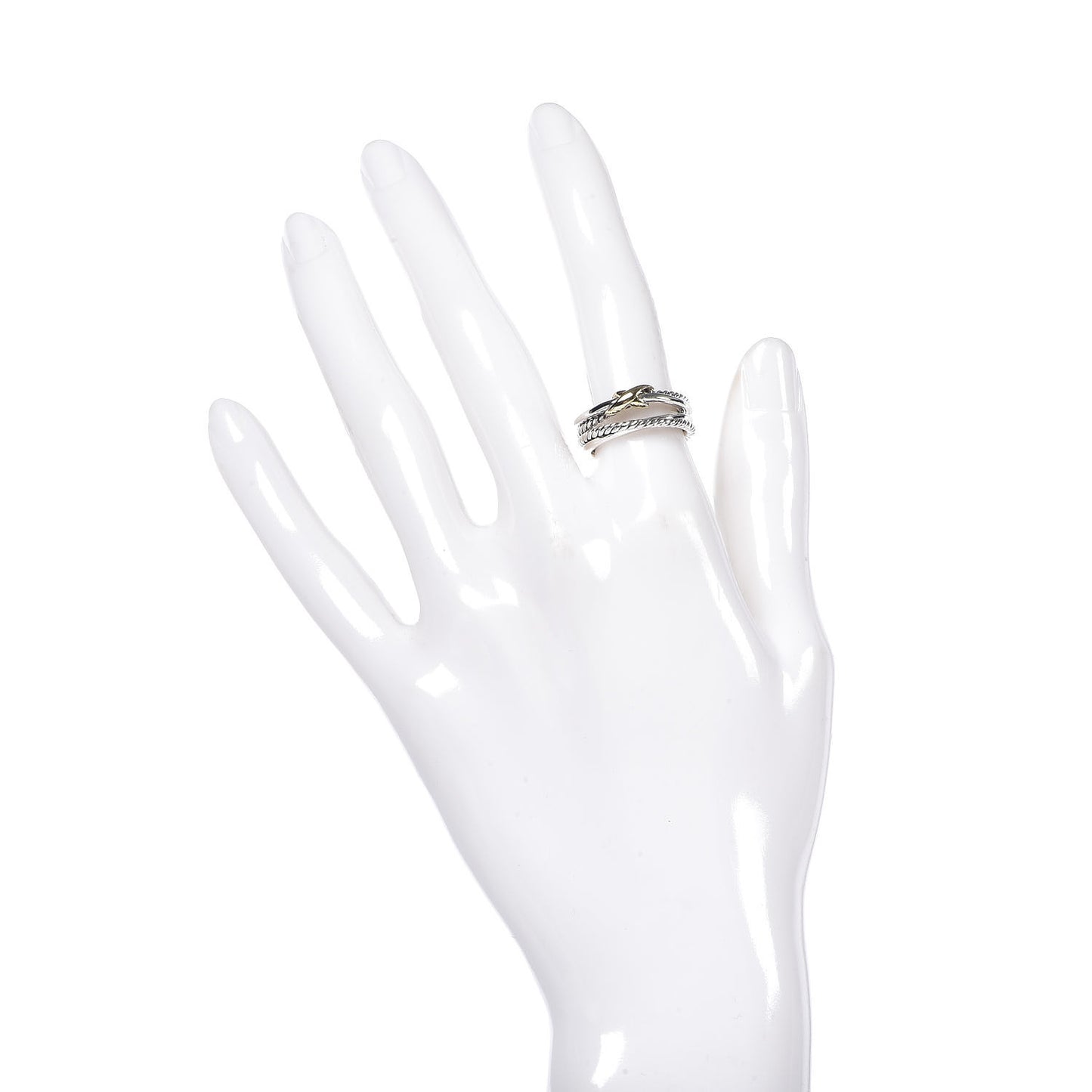 Sterling Silver 18K Yellow Gold 6mm X Crossover Ring 50 5.5