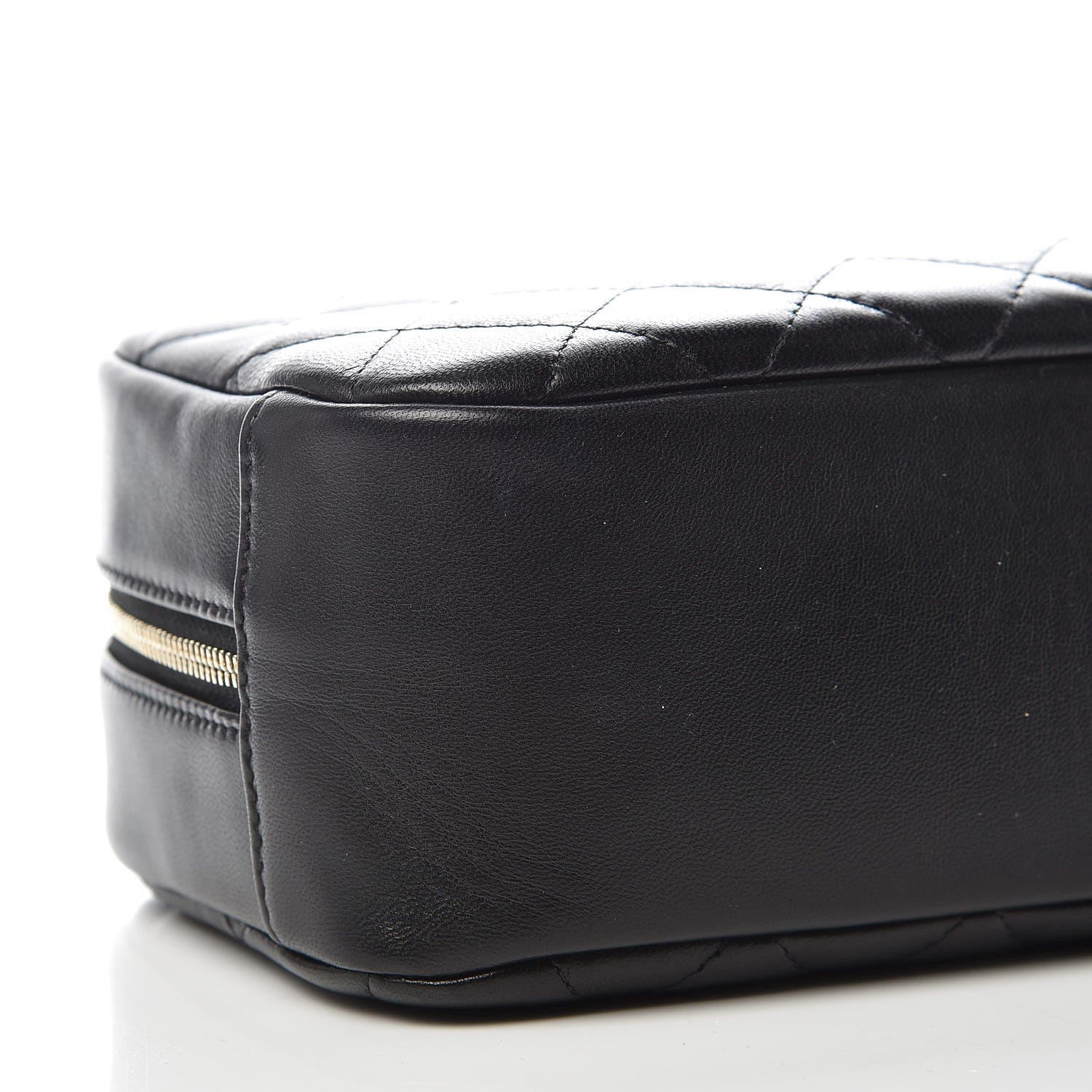 Chanel Lambskin Quilted Medium Curvy Pouch Cosmetic Case Black 5 of 11