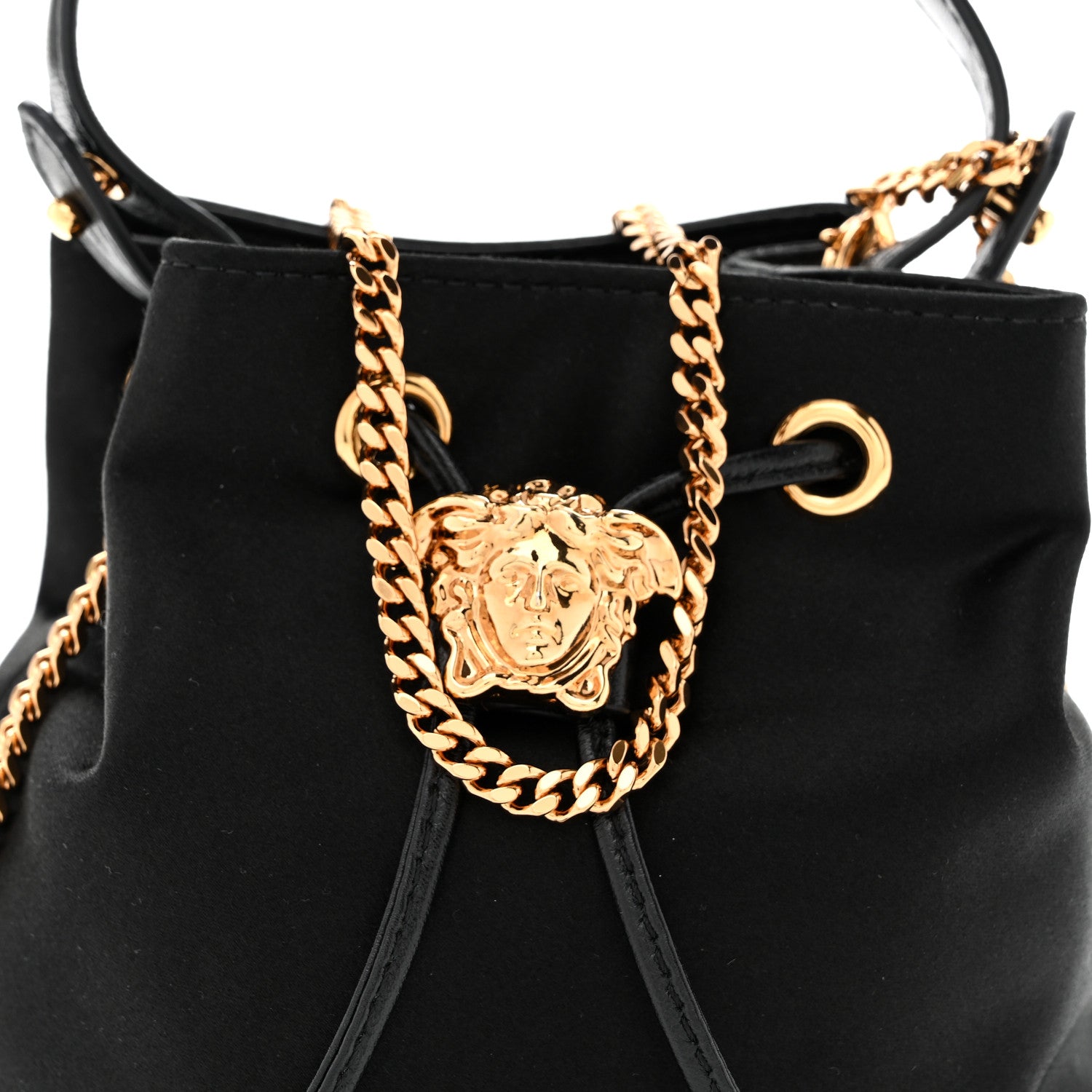 Versace Satin Medusa Mini Bucket Bag Black 8 of 10
