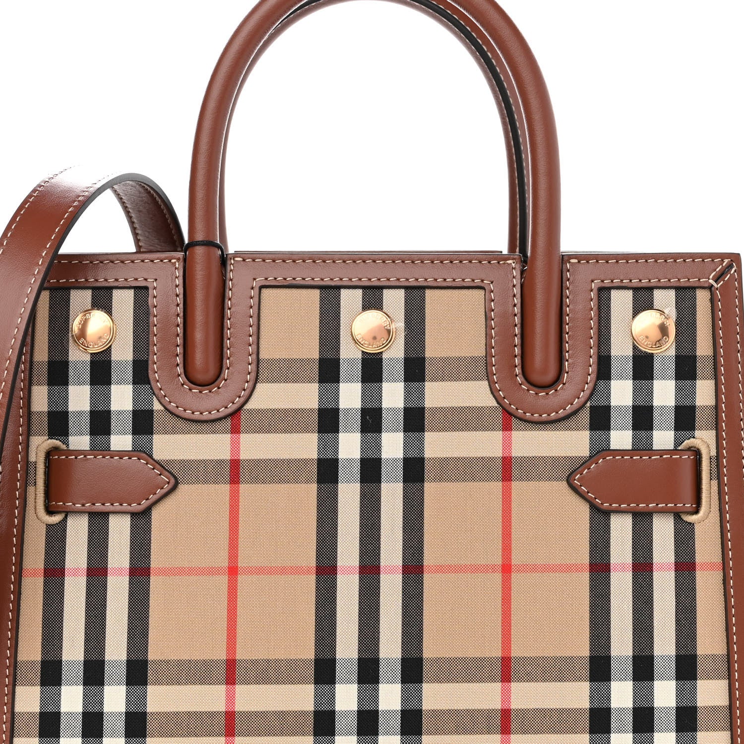 Burberry Calfskin Vintage Check Mini Two Handle Title Bag Archive Beige 8 of 10