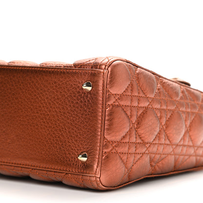 Christian Dior Metallic Grained Calfskin Cannage Medium Lady Dior Orange 8 of 10