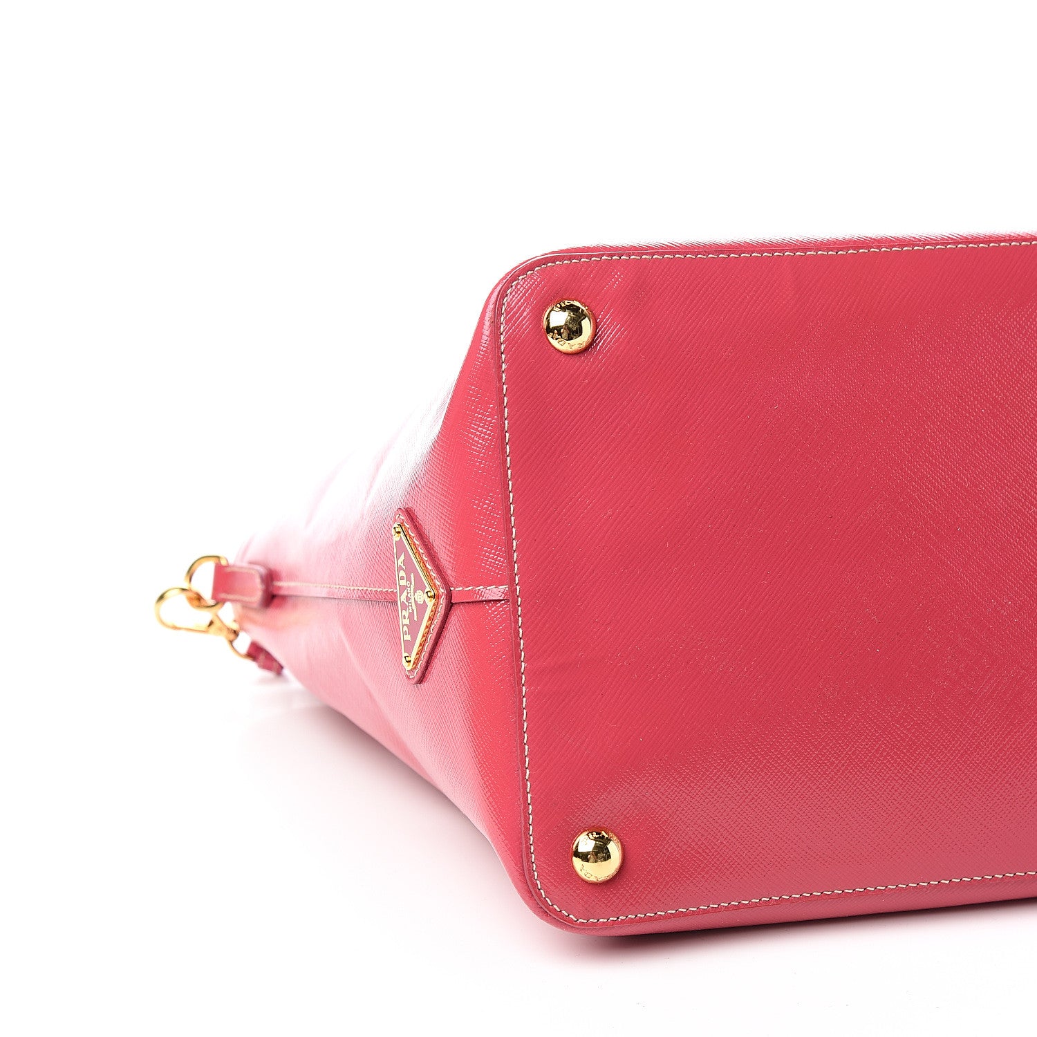 Prada Saffiano Vernice Turn Lock Shopping Tote Peonia 7 of 9