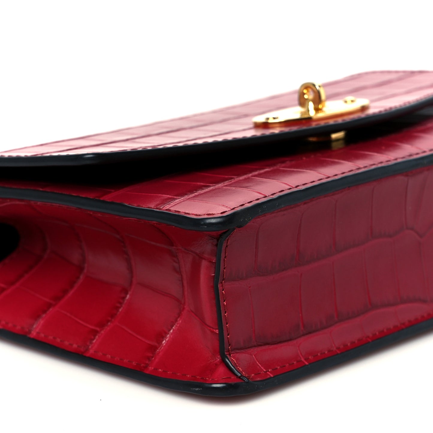 Crocodile Embossed Calfskin Small Red Berry