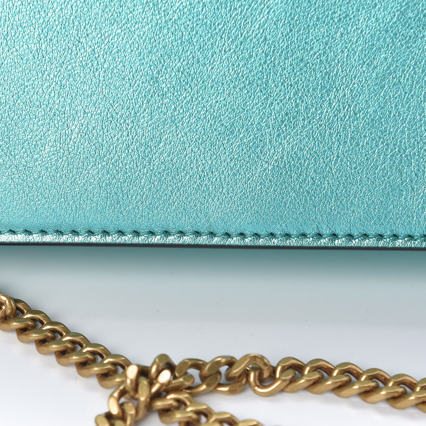 Laminated Calfskin Classic Monogram Kate Tassel Chain Wallet Green