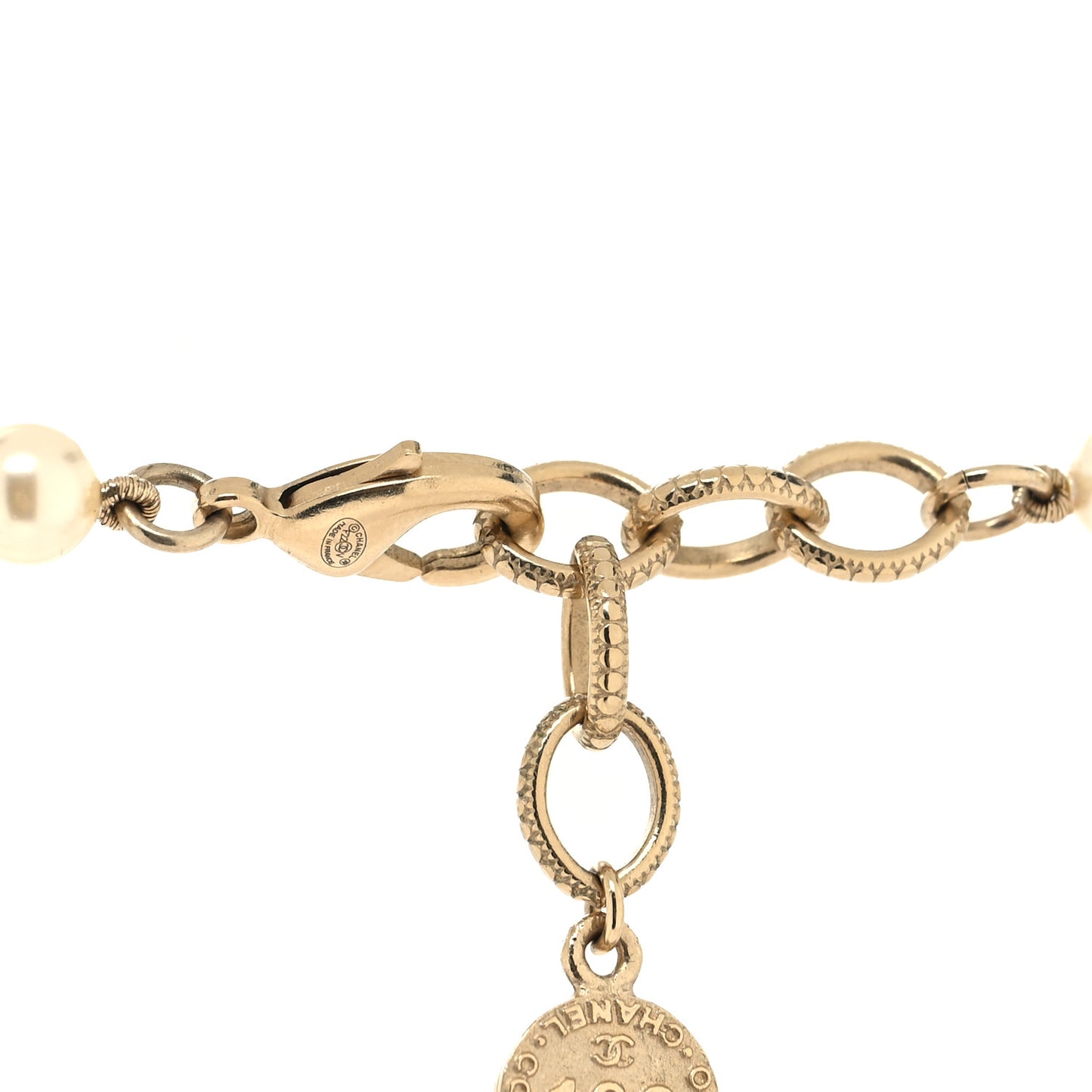 Pearl CC 100th Anniversary Necklace Light Gold
