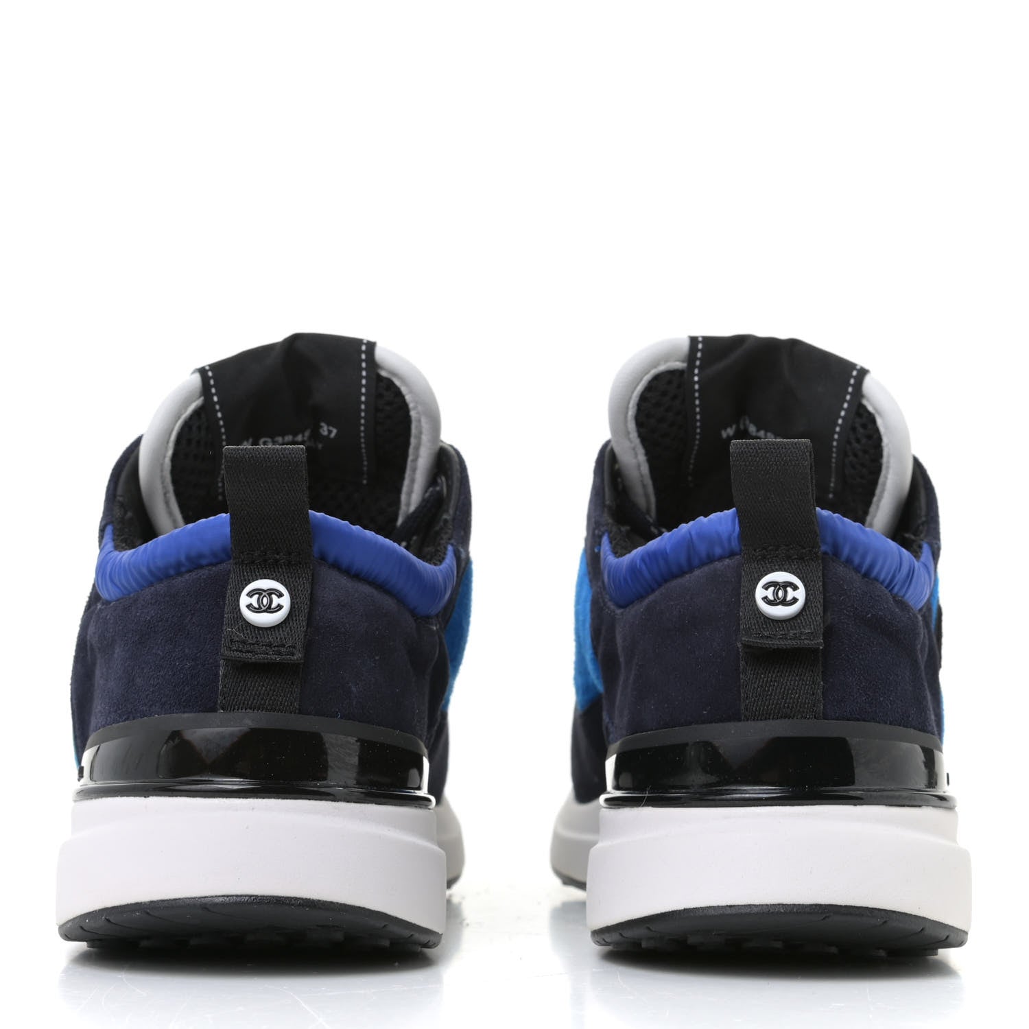Chanel Suede Calfskin CC Sneakers 37 Blue Navy Dark Navy 5 of 12